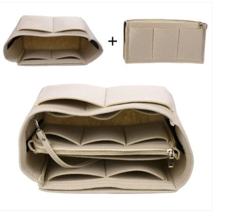 Felt Bag Storage Tote Bag, Lined With Multiple Pockets Storage Tote Bag