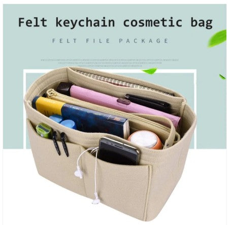 Felt Bag Storage Tote Bag, Lined With Multiple Pockets Storage Tote Bag